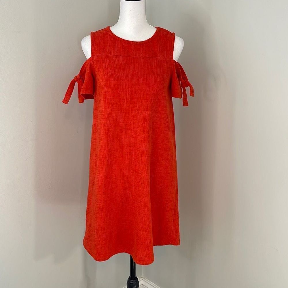 Fleur Bleue Women's Mini Dress Cold Shoulder A-line Textured Stretch Red Size XS